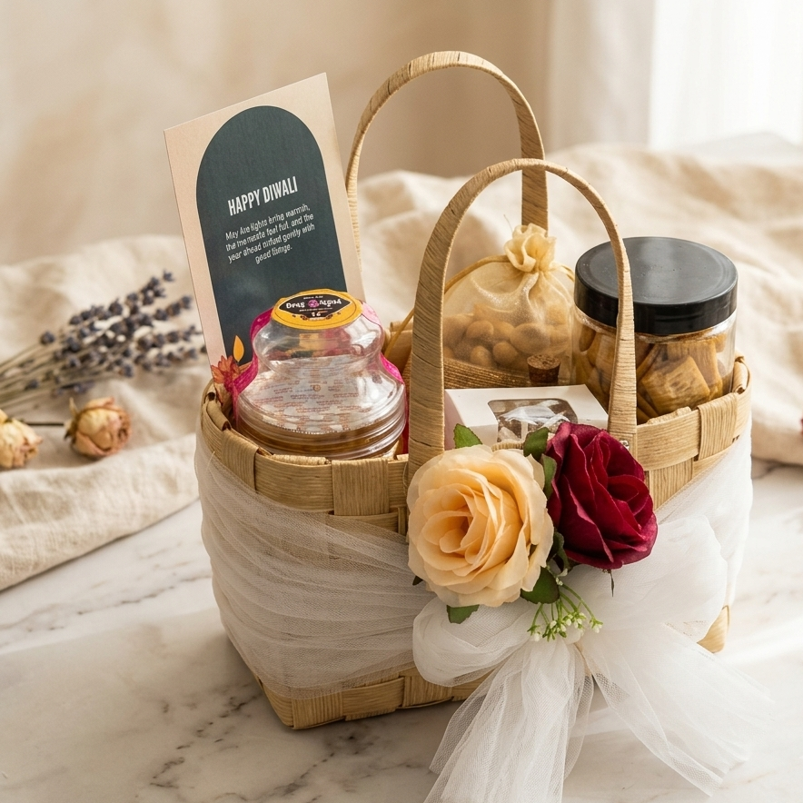 Bamboo Basket Snack Gift Hamper