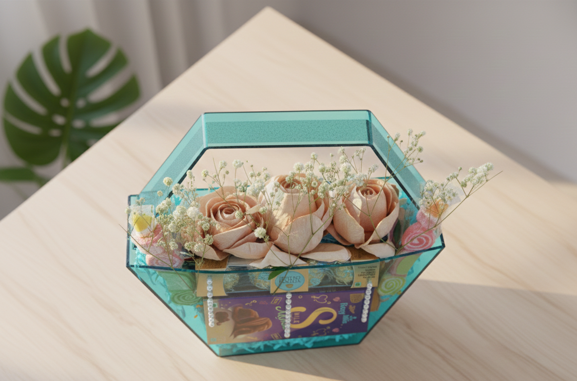 Buy Personalized Chocolate Gift Hamper – Blue Acrylic Gift Box - SPARSH