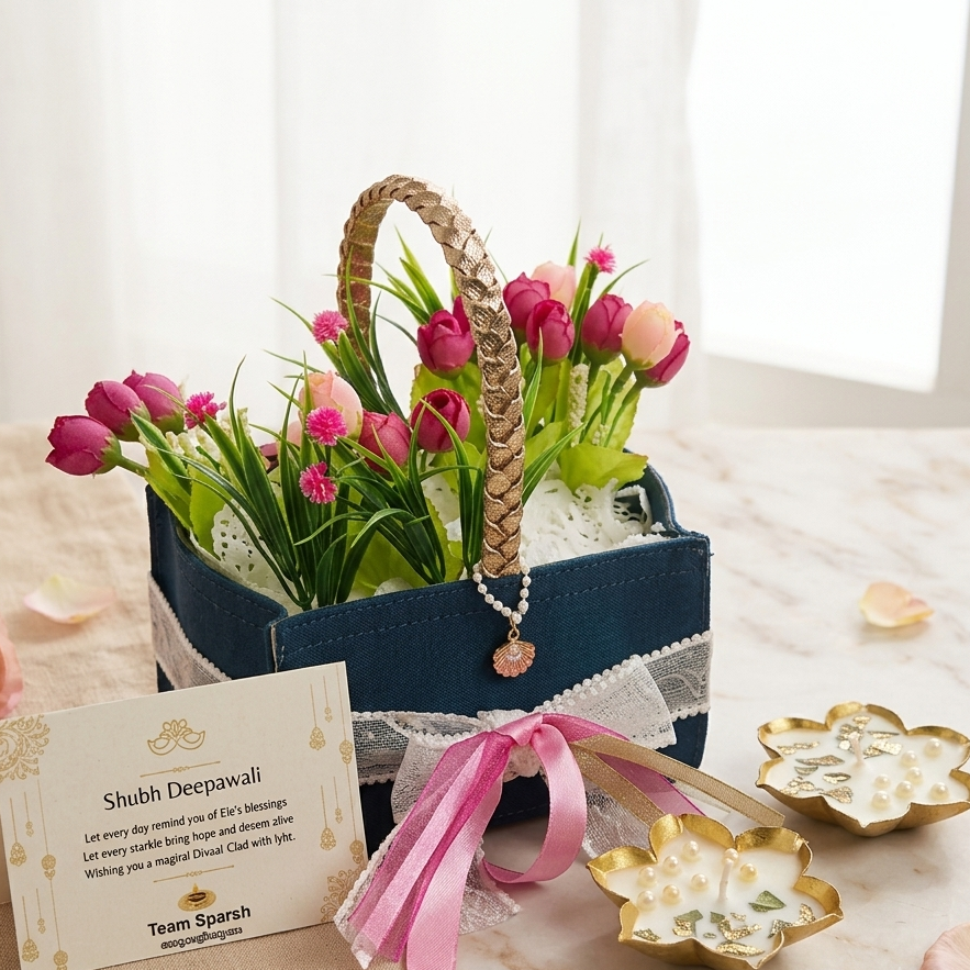 Floral Diwali Hamper with Designer Diyas