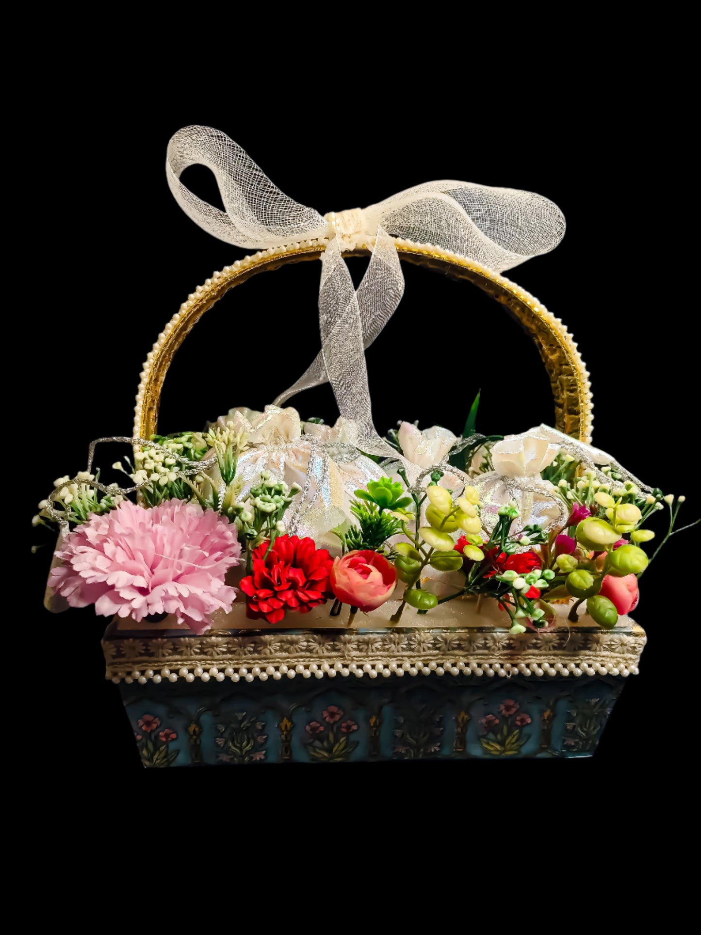 The Floral Dry Fruit Basket (Customization Available)