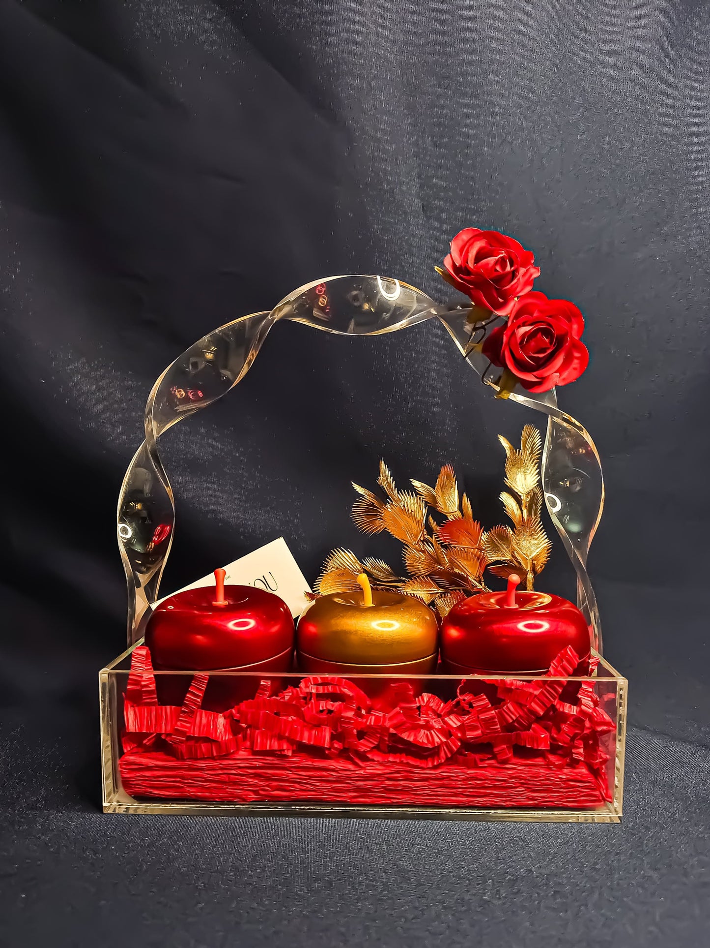 Buy Floral Acrylic Gift Basket – Apple Containers & Choco Cashews Premium Gift - SPARSH