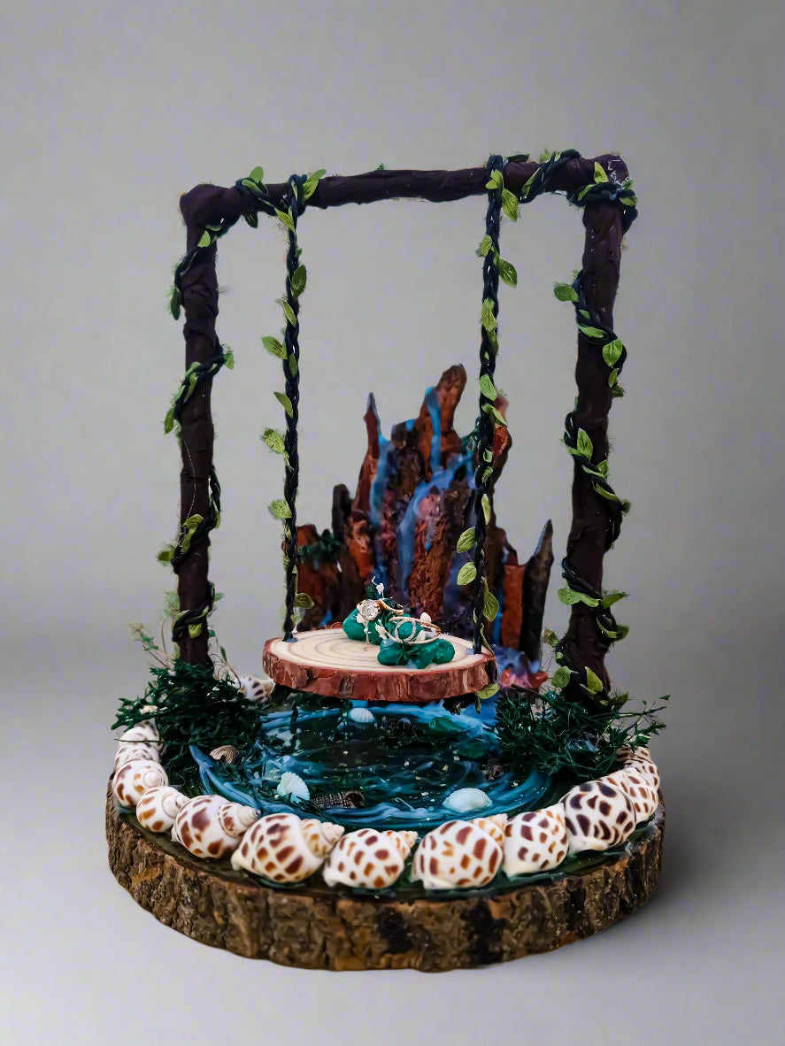 Buy Lake View Ring Platter – Handmade Wooden and Resin Engagement Tray for Wedding Ceremony