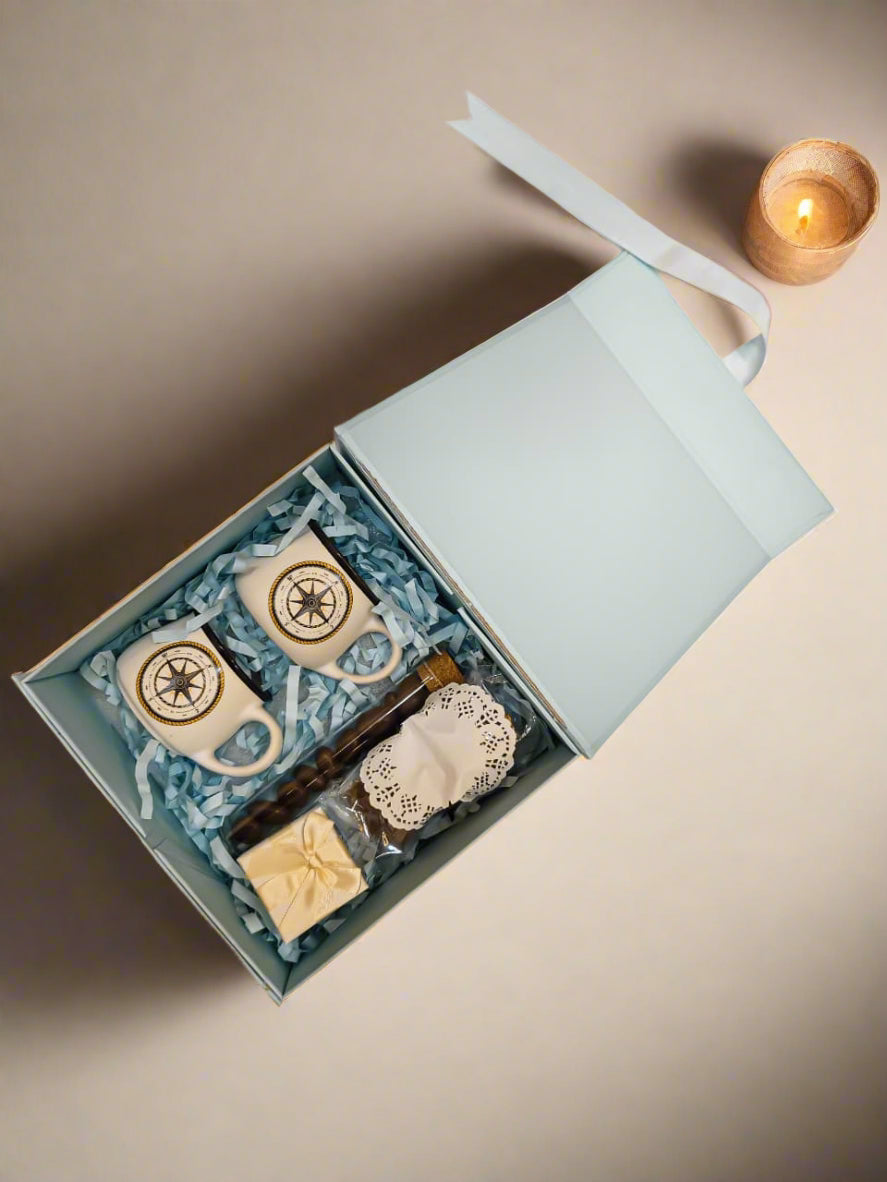 Buy Diwali Gift Hamper Box with Tea Cups, Choco Almonds, Itra Mini & Cookies – Luxury Festive Hampers by SPARSH