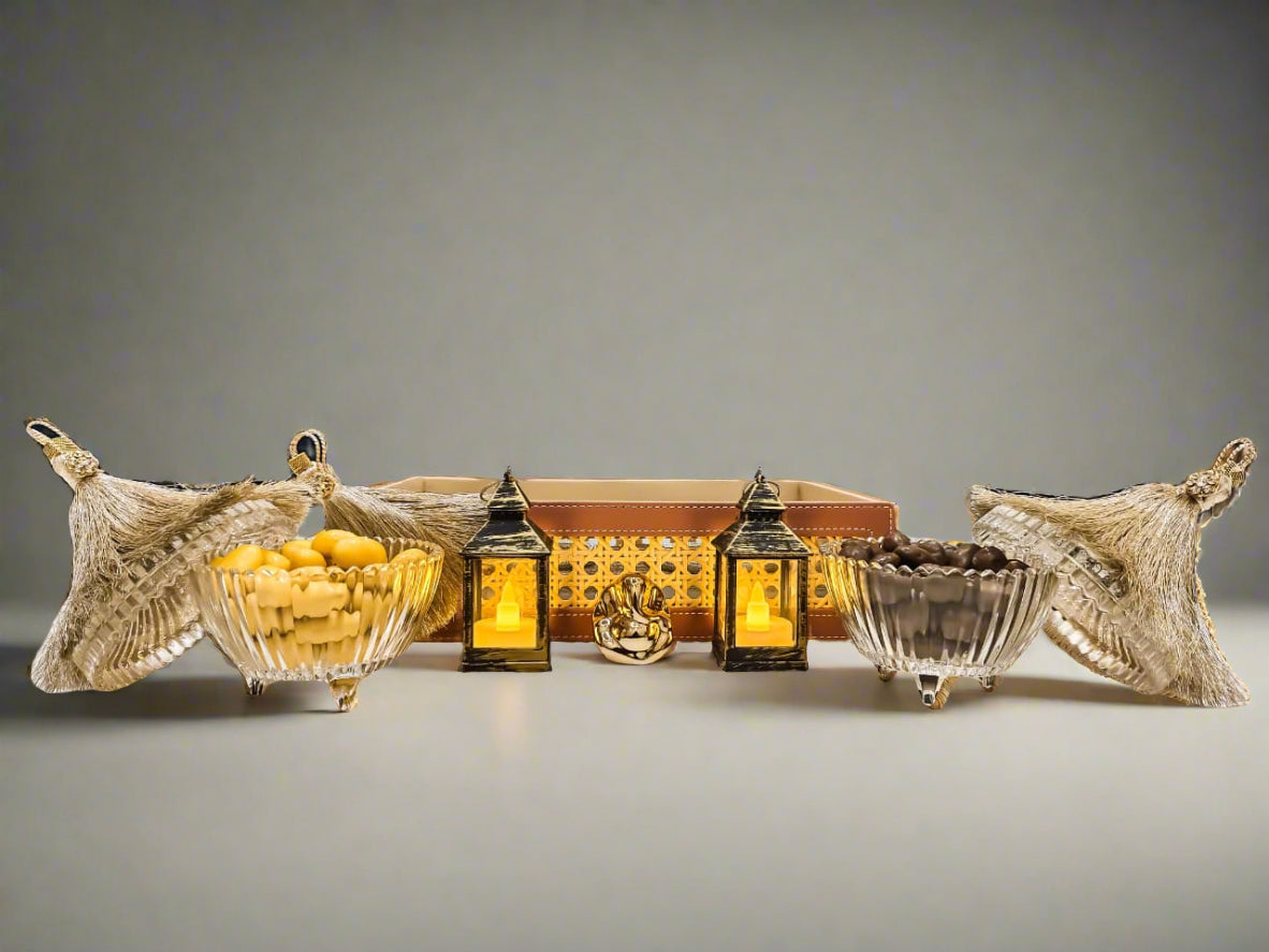Buy Luxury Ganpati Gift Tray with Choco Almonds & Tea Lights – Perfect for Diwali & Weddings