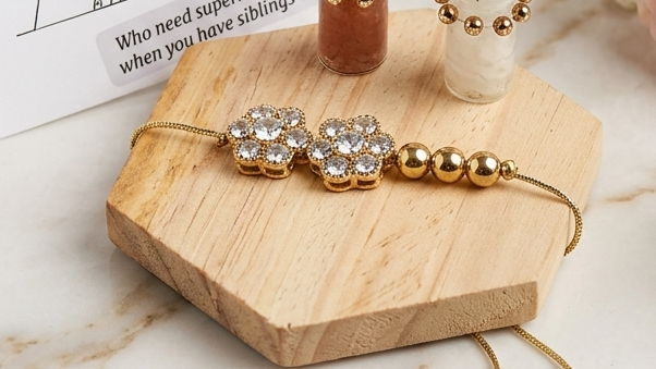 Premium Floral Crystal Rakhi