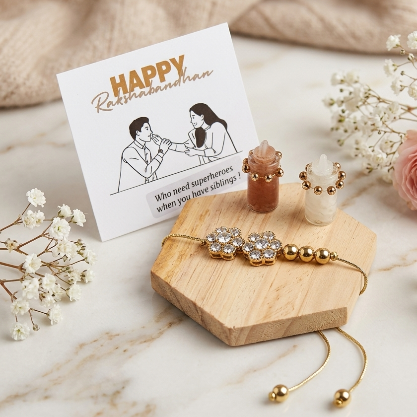 Premium Floral Crystal Rakhi