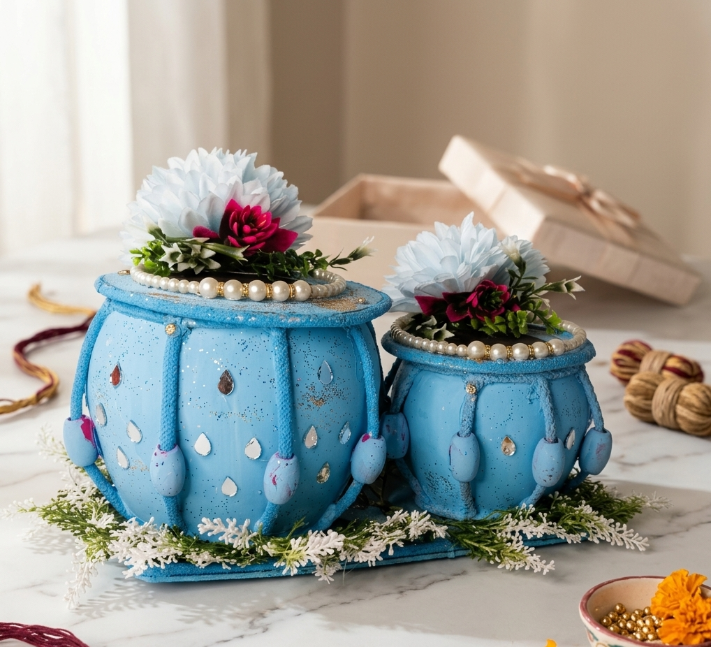 Blue Tabla-Inspired Gift Container