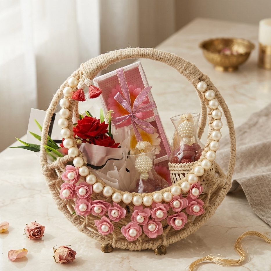 Pearl & Floral Gifting Basket