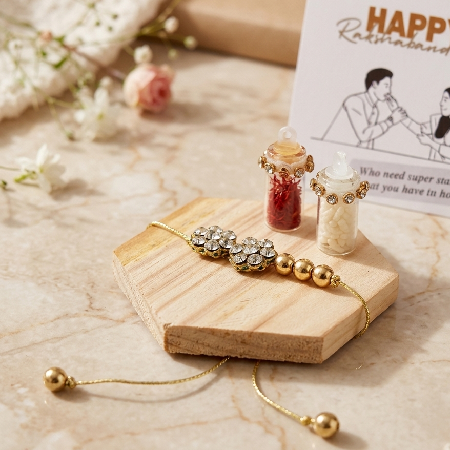 Premium Floral Crystal Rakhi
