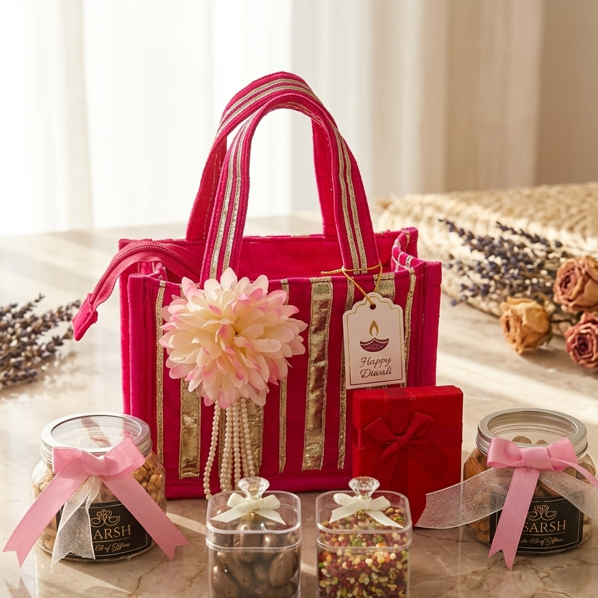 Fuchsia Pink Diwali Gift Bag