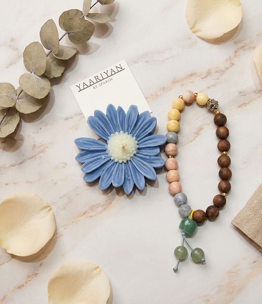 Floral Candle With Friendship Band