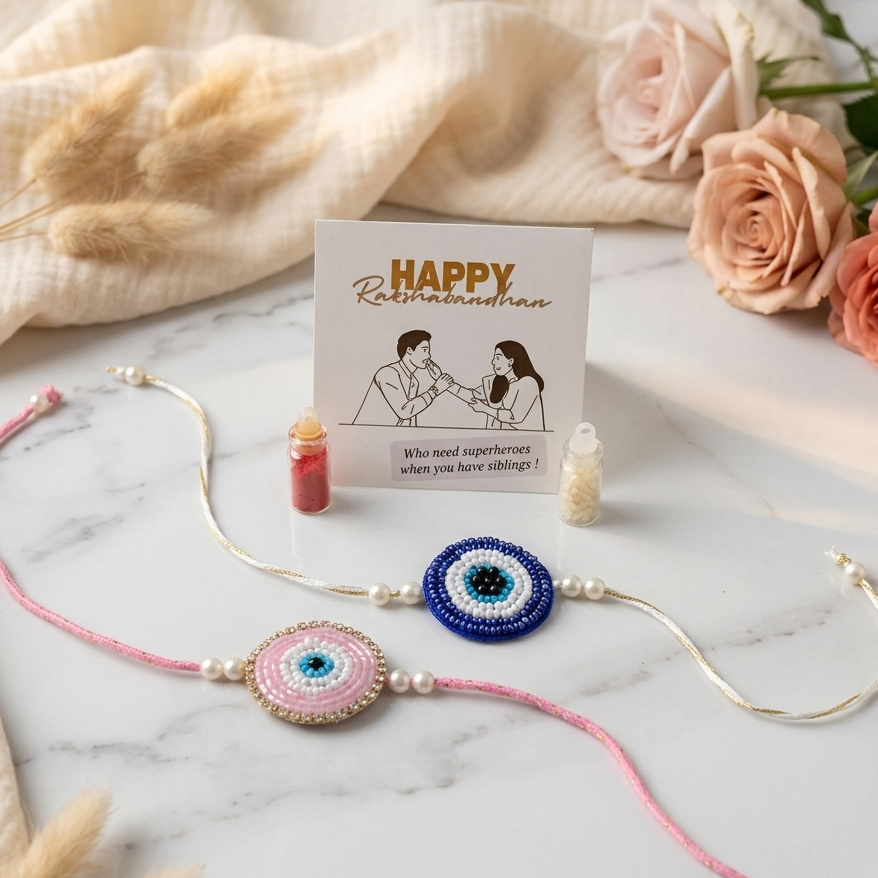 Evil Eye Rakhi Duo Set