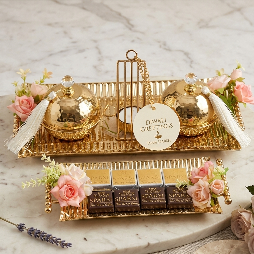 Golden Love Diwali Gift Tray