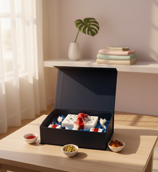 Buy Blue & White Marble & Cardboard Festive Gift Box – Premium Dry Fruit Hamper - SPARSH