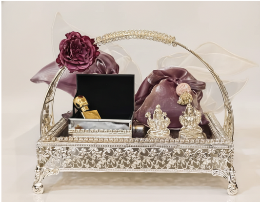 German Silver Tray – Perfume, Dry Fruits & Mirror Box