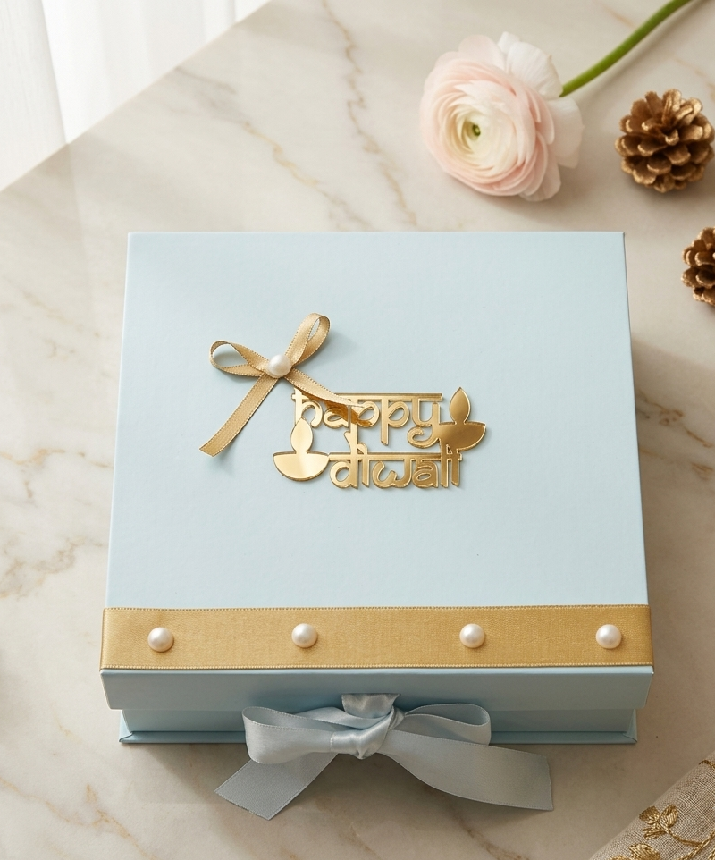 Pastel Blue Diwali Dry Fruit Hamper