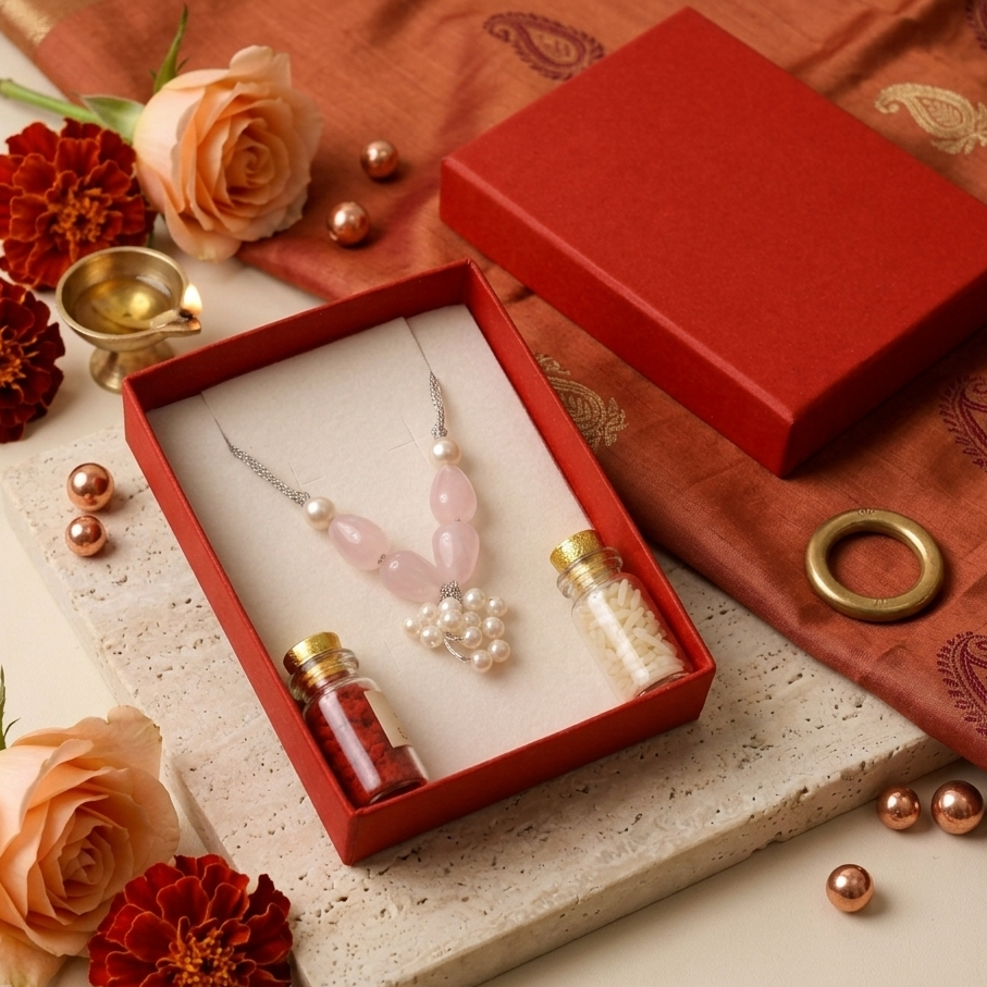 Pink Pearl Rakhi Gift Set