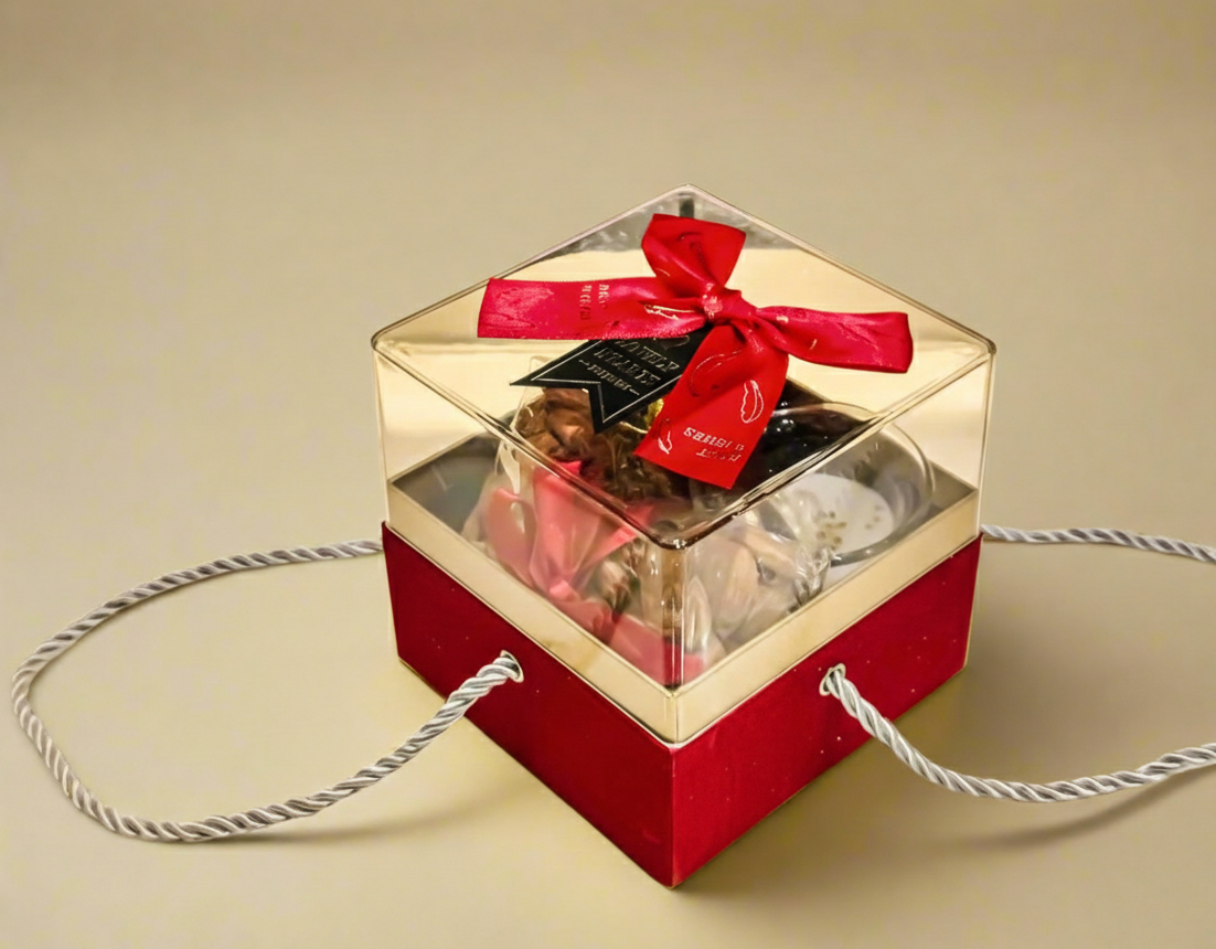 SPARSH Acrylic Festive Gift Box – Almonds, Candle & Mukhwas