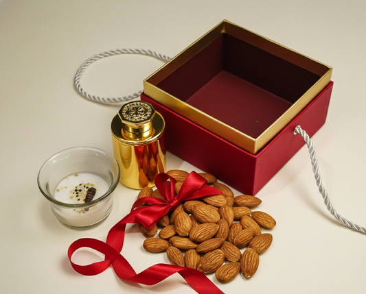 SPARSH Acrylic Festive Gift Box – Almonds, Candle & Mukhwas