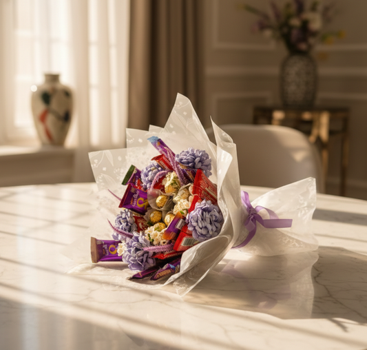 Chocolate and flowers valentine  bouquet 