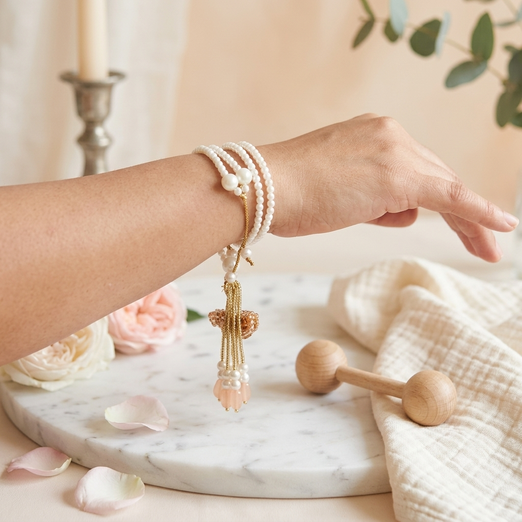 Peach Tassel Rakhi Set For Bhaiya-Bhabhi