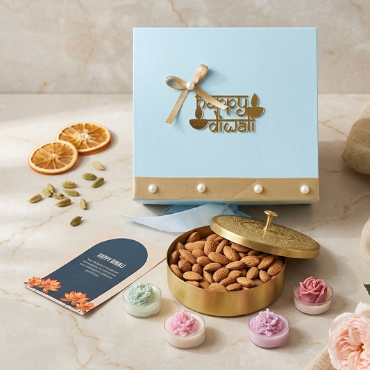 Pastel Blue Diwali Dry Fruit Hamper
