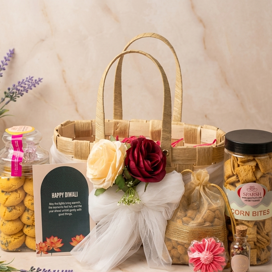 Bamboo Basket Snack Gift Hamper