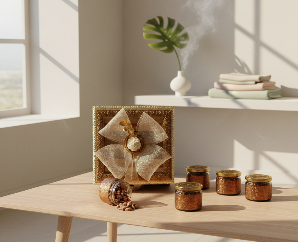 Decorative antique gift set with dry fruits