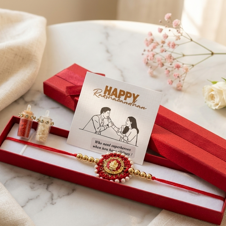 Traditional Red Designer Rakhi