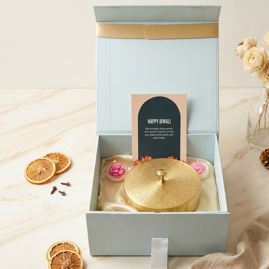 Pastel Blue Diwali Dry Fruit Hamper