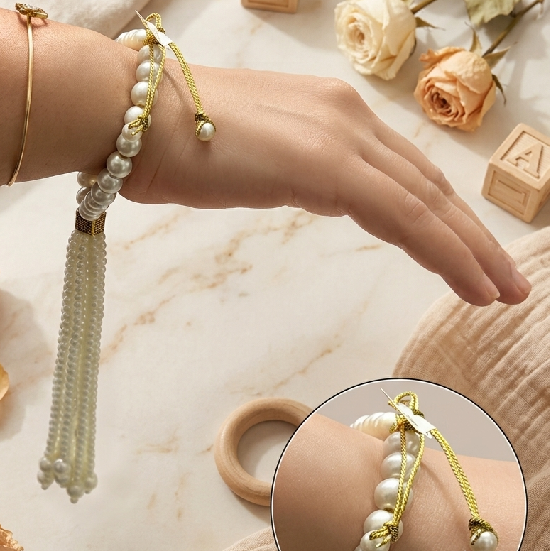 Premium Rudraksha Pearl Bhaiya Bhabhi Rakhi Set with Gift Box