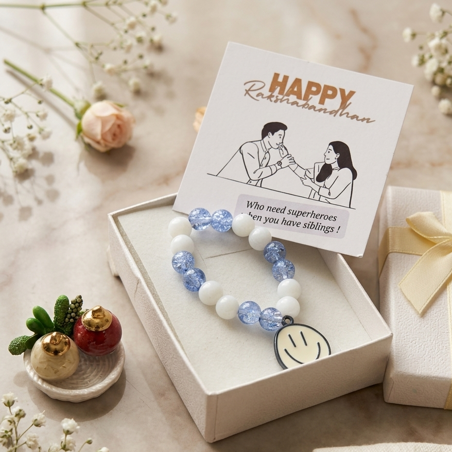 Cute Smiley Kids Rakhi Gift Set