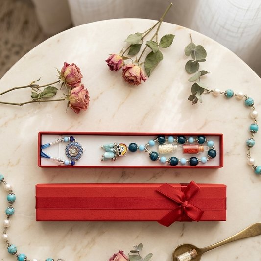 Royal Blue Rakhi Bhaiya-Bhabhi  Gift Set