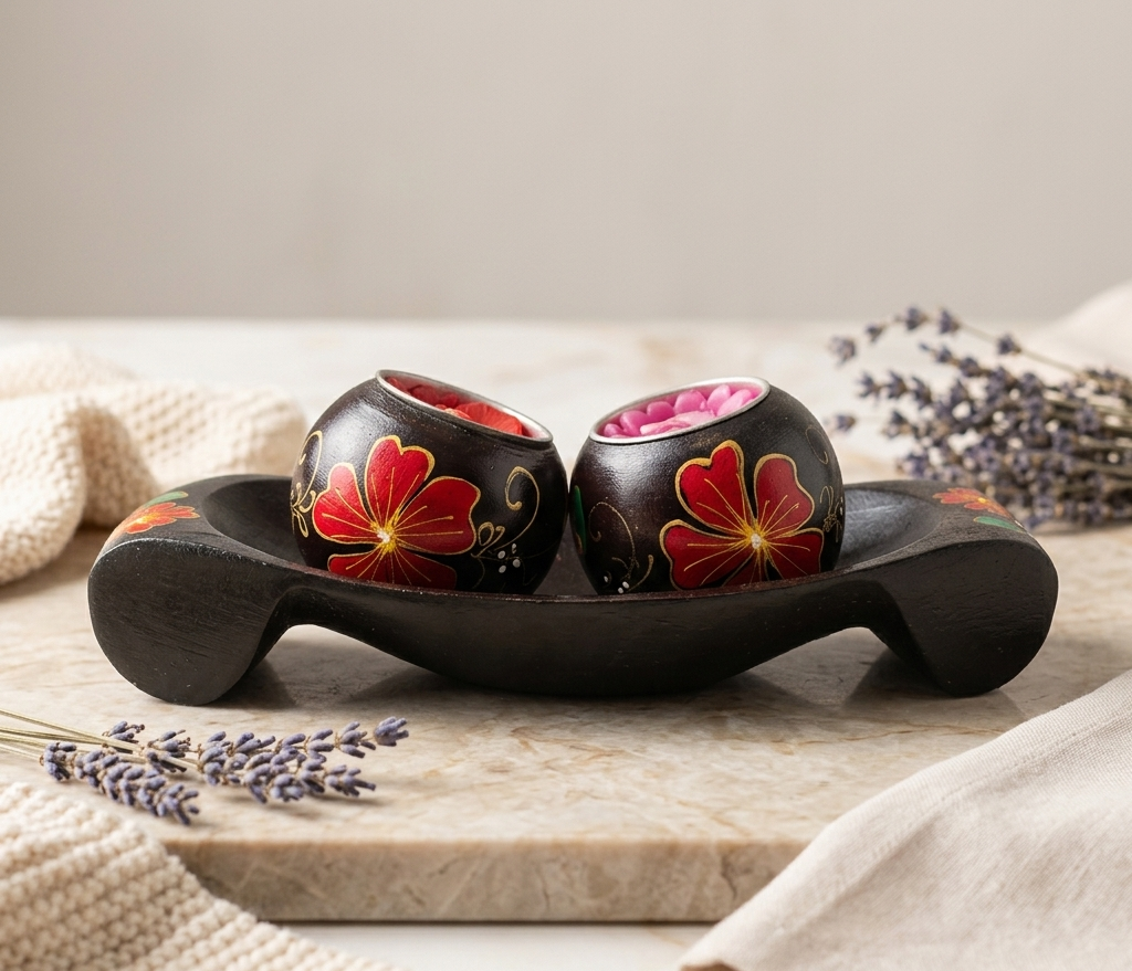 Handcrafted Wooden Candle Holder Set