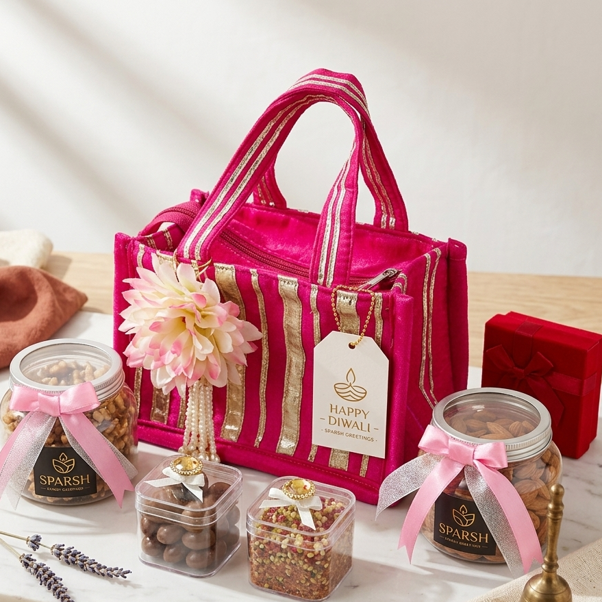 Fuchsia Pink Diwali Gift Bag