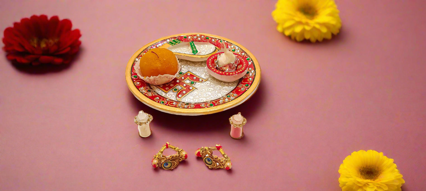 Thakur Ji Rakhi with Marble Puja Thali