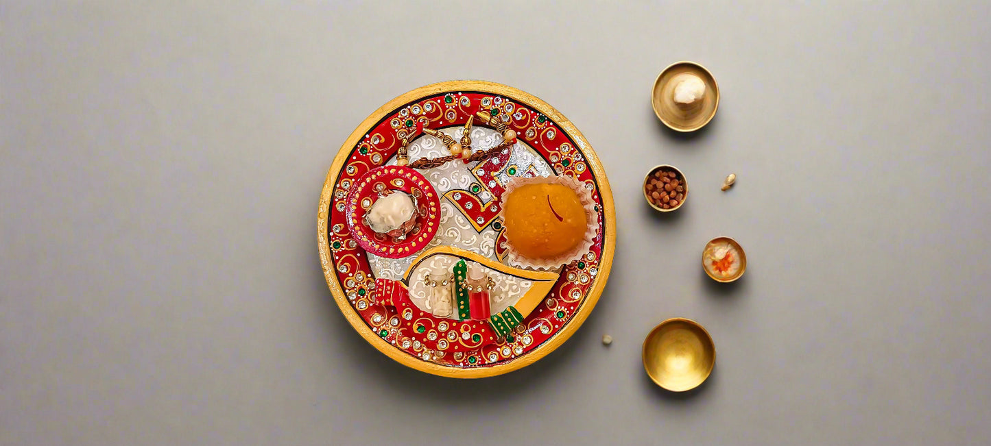 Thakur Ji Rakhi with Marble Puja Thali