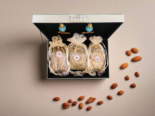 Buy Luxury Glass Diwali Gift Box – Includes Dry Fruit Potli & Shubh Labh Gesture