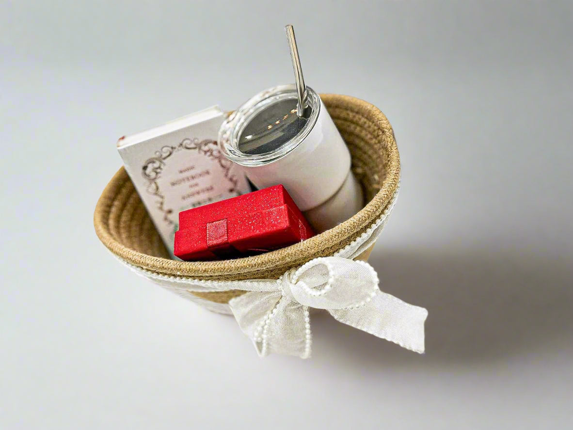 Buy Rope Basket Hamper – Eye Lens Set, Manifestation Book & Stainless Steel Sipper with Straw by SPARSH