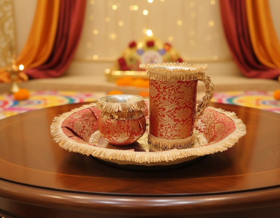 Traditional Red Puja Set