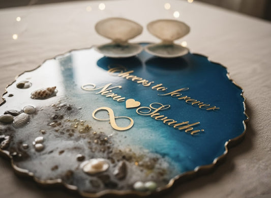 Custom Resin Ring Platter – Ocean & Beach Inspired Wedding Engagement Ring Holder