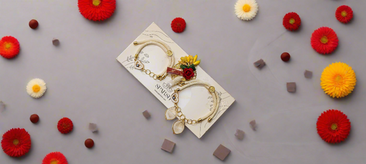 Buy Bhaiya Bhabhi Rakhi Set – Heart Charm Couple Rakhi Online