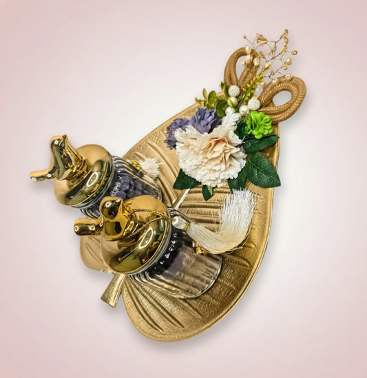 Buy Golden Acrylic & Glass Festive Tray – Premium Gift for Eid, Diwali & Celebrations - SPARSH